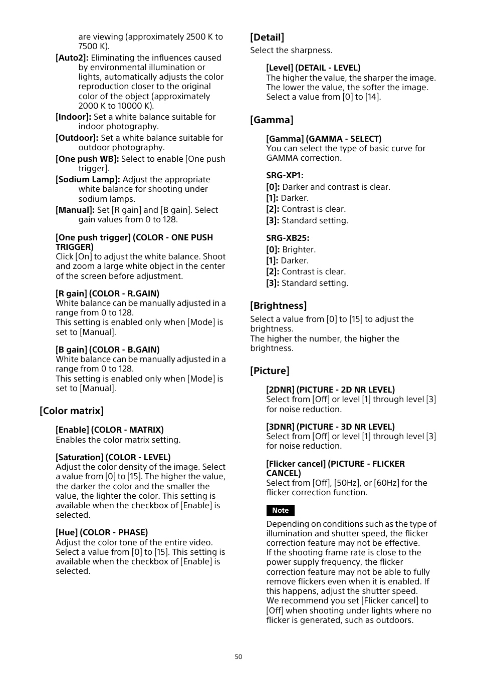 Sony HDVF-EL30 0.7" FHD OLED Viewfinder with 3.5" Display for 4K/HD Cameras User Manual | Page 50 / 73