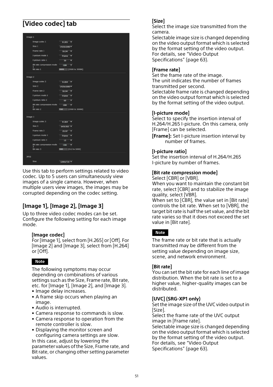 Video codec] tab | Sony HDVF-EL30 0.7" FHD OLED Viewfinder with 3.5" Display for 4K/HD Cameras User Manual | Page 51 / 73