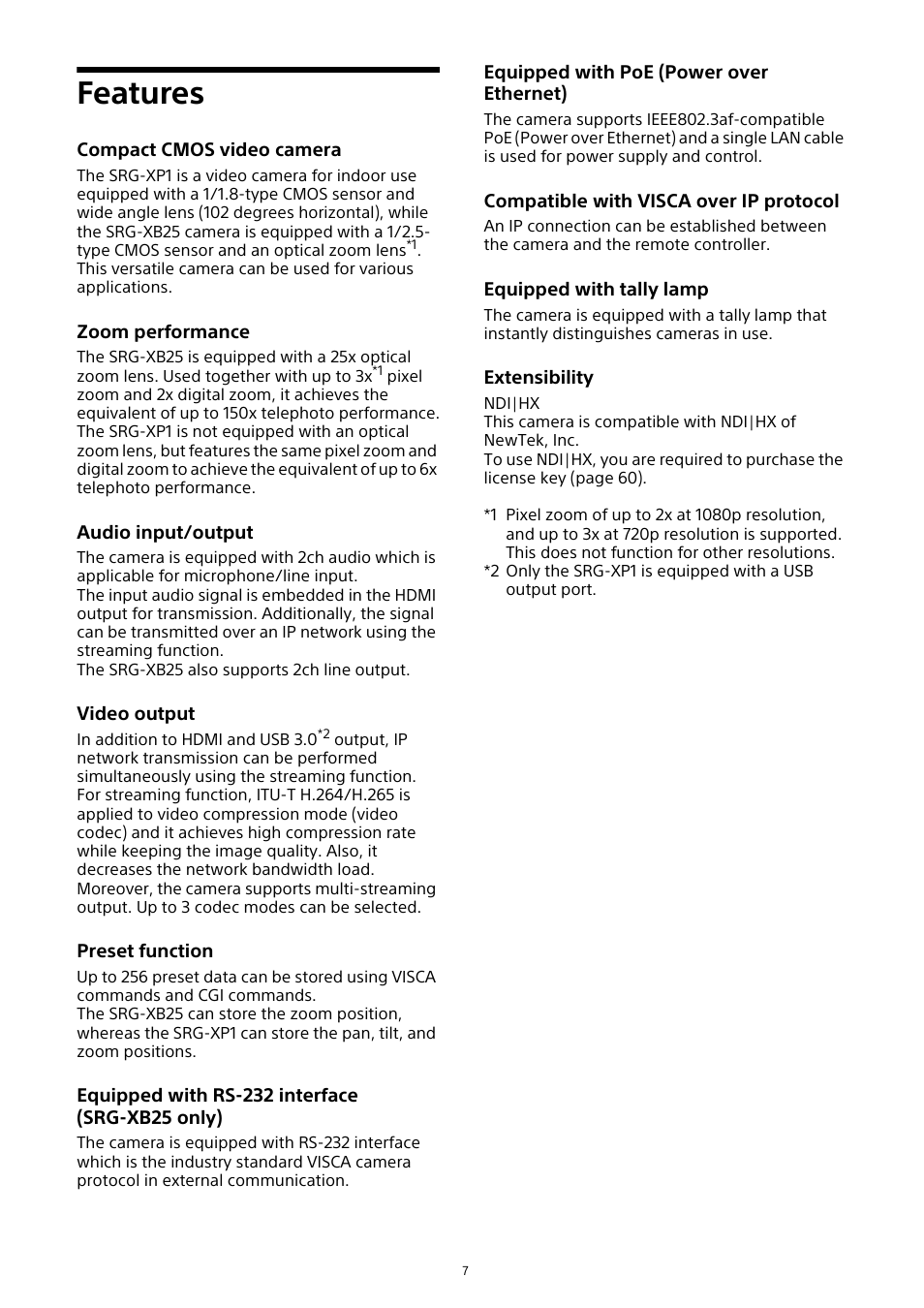 Features | Sony HDVF-EL30 0.7" FHD OLED Viewfinder with 3.5" Display for 4K/HD Cameras User Manual | Page 7 / 73