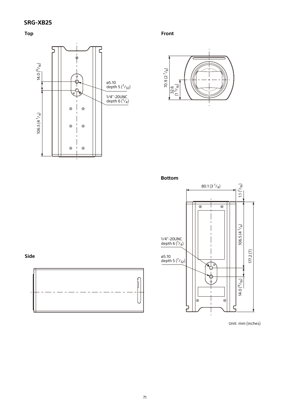 Srg-xb25 | Sony HDVF-EL30 0.7" FHD OLED Viewfinder with 3.5" Display for 4K/HD Cameras User Manual | Page 71 / 73