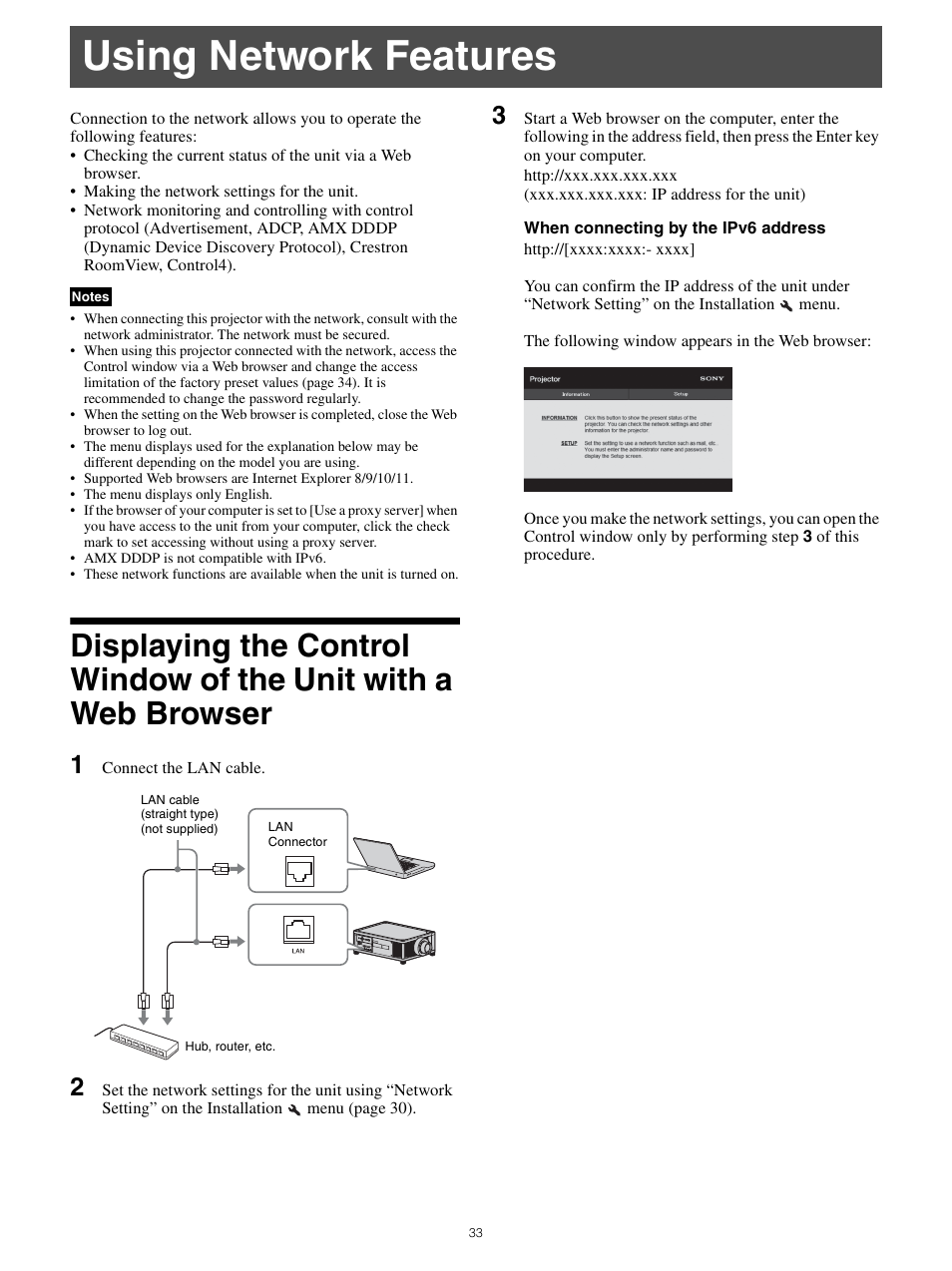 Using network features, Browser | Sony All-in-One PXW-Z280 Camera Transport Kit with Accessories User Manual | Page 33 / 49