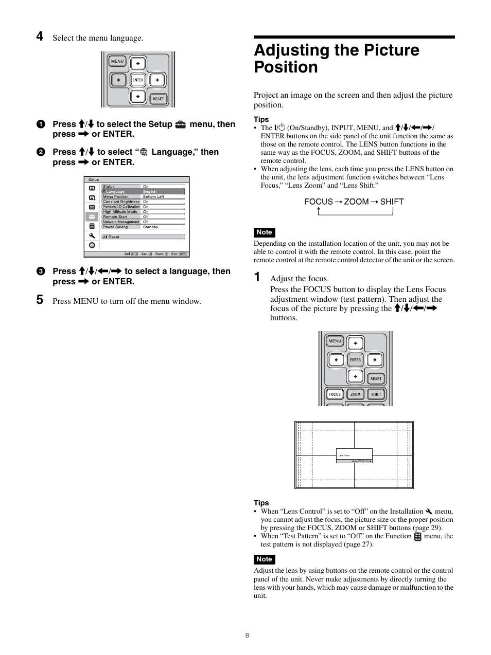 Adjusting the picture position | Sony All-in-One PXW-Z280 Camera Transport Kit with Accessories User Manual | Page 8 / 49