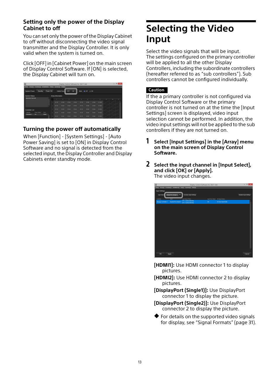 Selecting the video input | Sony ZRD-B12A Micro LED Video Wall Modular Display User Manual | Page 13 / 65