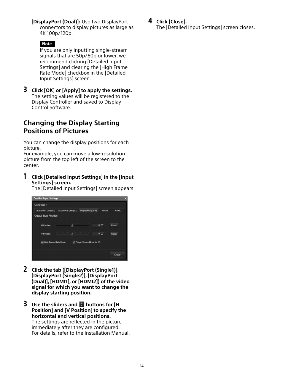 Changing the display starting positions, Of pictures | Sony ZRD-B12A Micro LED Video Wall Modular Display User Manual | Page 14 / 65