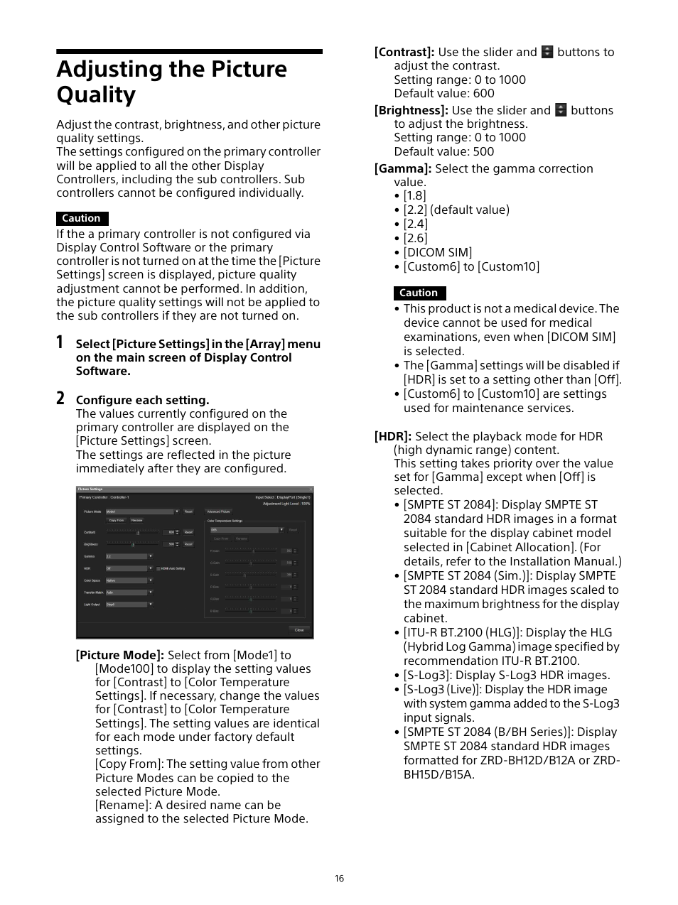 Adjusting the picture quality | Sony ZRD-B12A Micro LED Video Wall Modular Display User Manual | Page 16 / 65