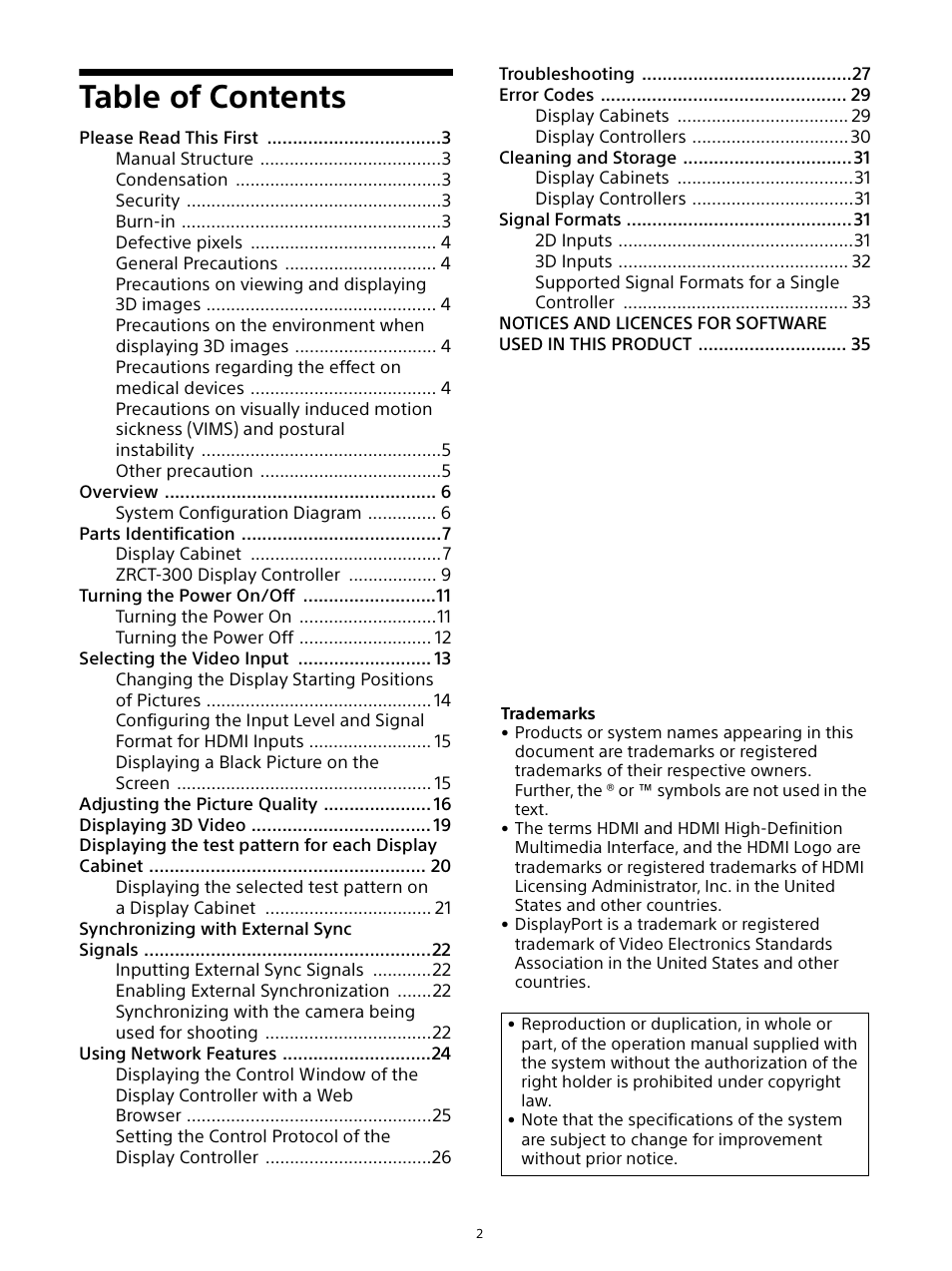 Sony ZRD-B12A Micro LED Video Wall Modular Display User Manual | Page 2 / 65