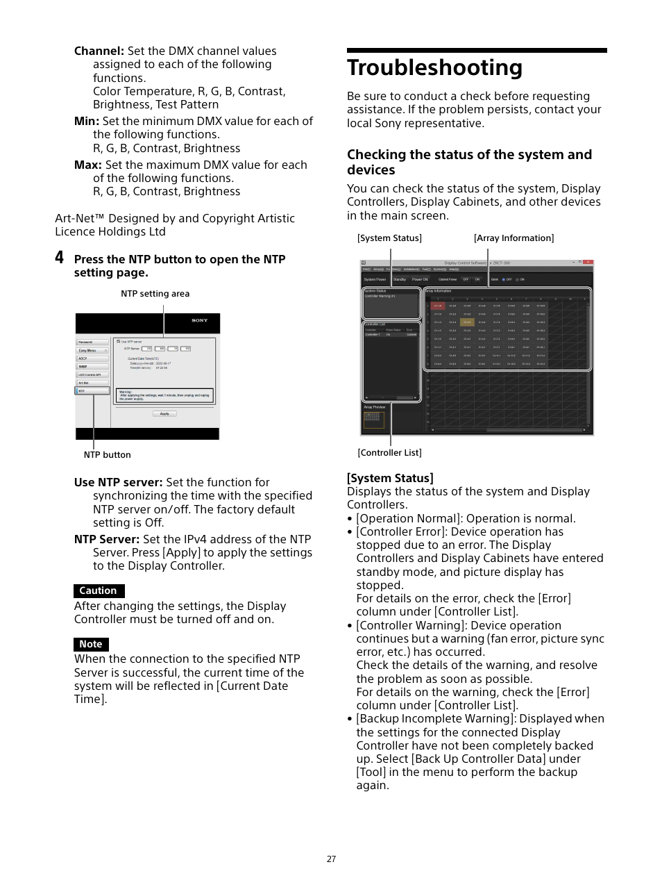 Troubleshooting | Sony ZRD-B12A Micro LED Video Wall Modular Display User Manual | Page 27 / 65