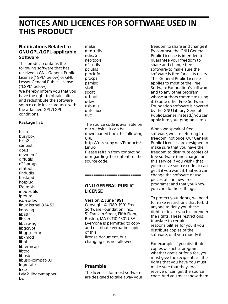 Notices and licences for software, Used in this product | Sony ZRD-B12A Micro LED Video Wall Modular Display User Manual | Page 35 / 65