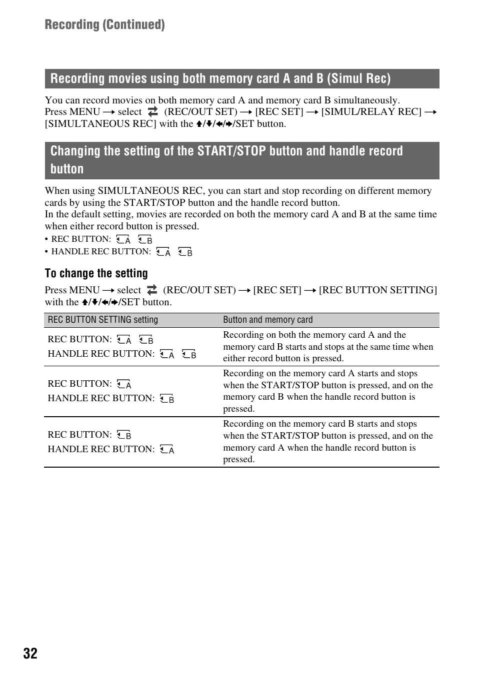 P. 32), Recording ( continued) | Sony BRAVIA FW-98BZ50L 98" UHD 4K HDR Commercial Monitor User Manual | Page 32 / 152