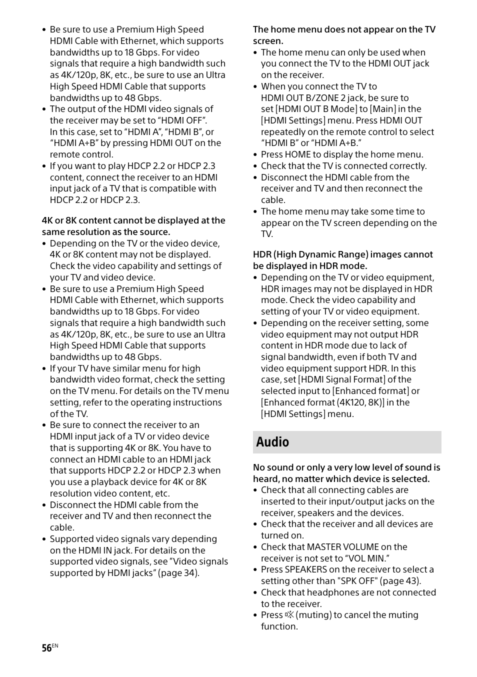 Audio | Sony BRAVIA BZ40H 85" Class HDR 4K UHD Digital Signage & Conference Room LED Display User Manual | Page 56 / 203
