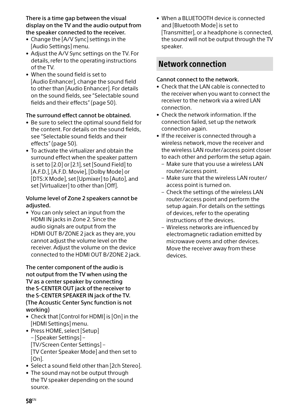 Network connection | Sony BRAVIA BZ40H 85" Class HDR 4K UHD Digital Signage & Conference Room LED Display User Manual | Page 58 / 203