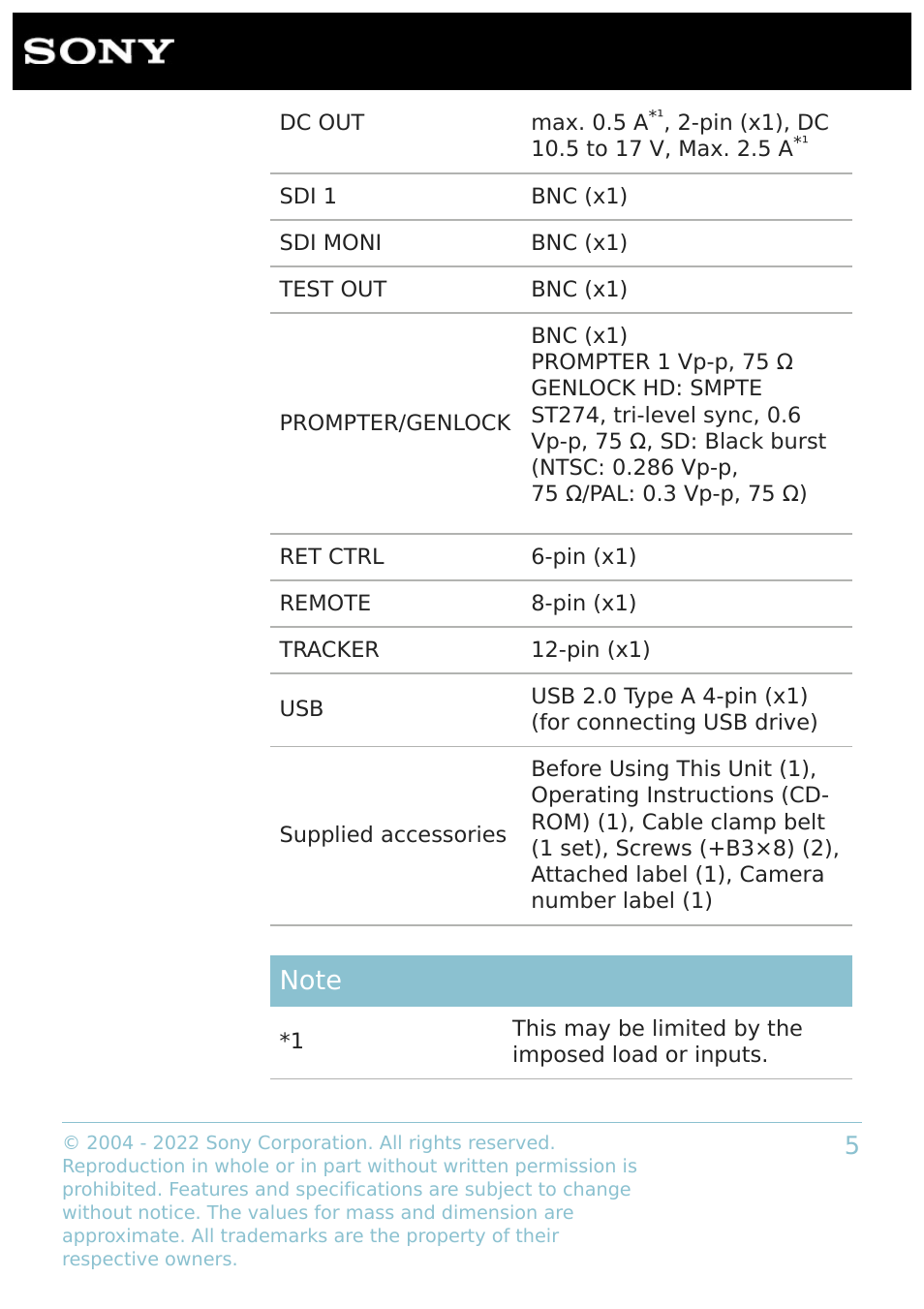 Sony BRAVIA FW-43BZ35J 43" UHD 4K HDR Commercial Monitor User Manual | Page 5 / 7