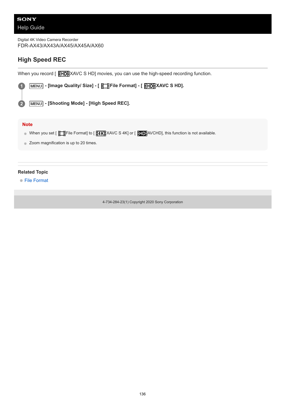 High speed rec | Sony BRAVIA BZ40J 100" Class 4K UHD HDR Commercial Monitor User Manual | Page 136 / 353