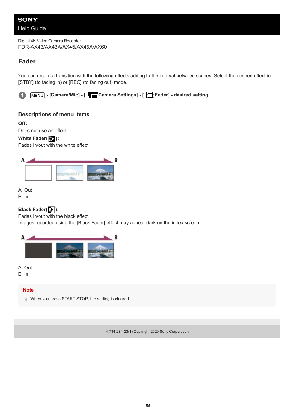 Fader | Sony BRAVIA BZ40J 100" Class 4K UHD HDR Commercial Monitor User Manual | Page 155 / 353