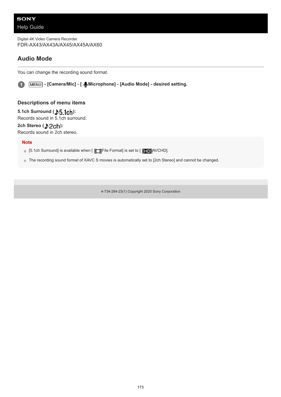 Audio mode | Sony BRAVIA BZ40J 100" Class 4K UHD HDR Commercial Monitor User Manual | Page 173 / 353