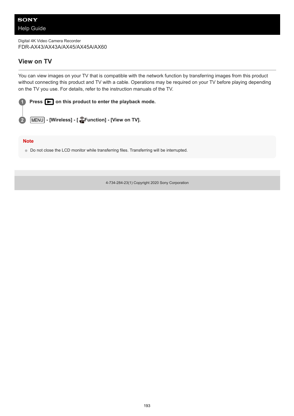 View on tv | Sony BRAVIA BZ40J 100" Class 4K UHD HDR Commercial Monitor User Manual | Page 193 / 353