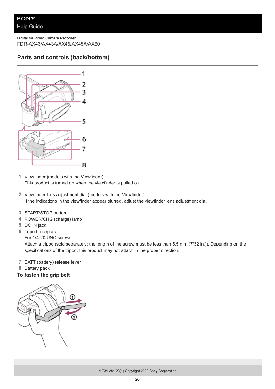 Parts and controls (back/bottom) | Sony BRAVIA BZ40J 100" Class 4K UHD HDR Commercial Monitor User Manual | Page 20 / 353