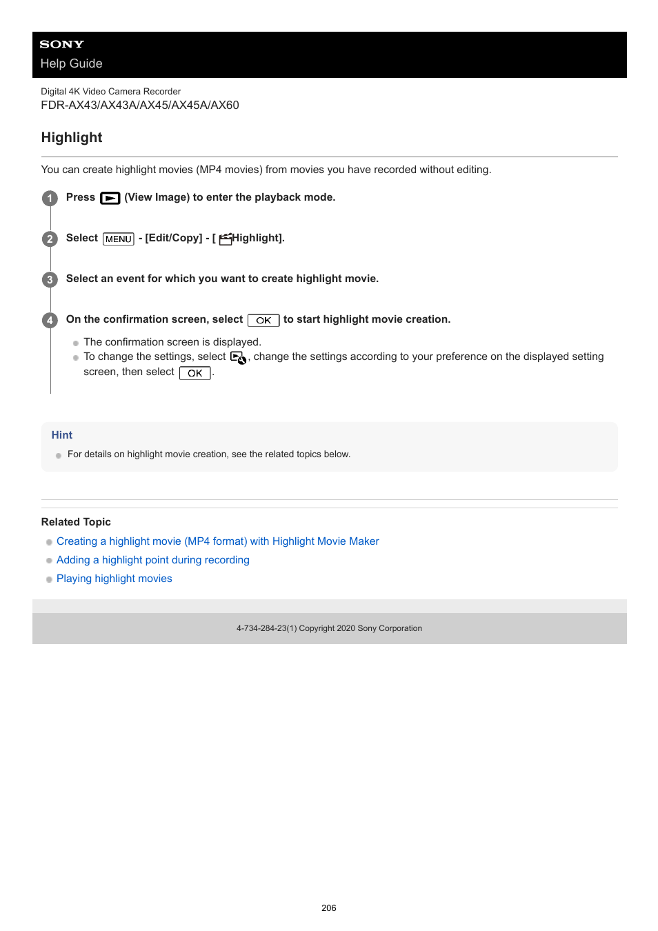 Highlight | Sony BRAVIA BZ40J 100" Class 4K UHD HDR Commercial Monitor User Manual | Page 206 / 353