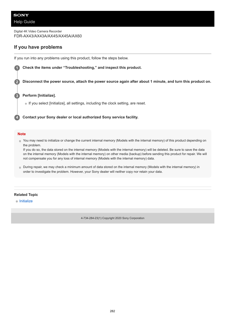 If you have problems | Sony BRAVIA BZ40J 100" Class 4K UHD HDR Commercial Monitor User Manual | Page 282 / 353