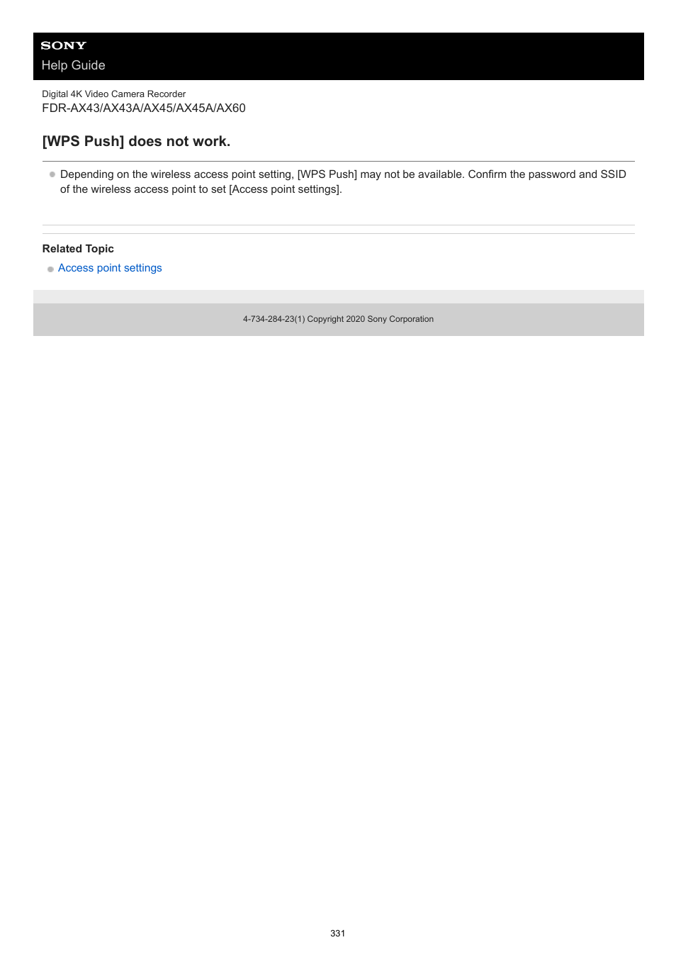 Wps push] does not work | Sony BRAVIA BZ40J 100" Class 4K UHD HDR Commercial Monitor User Manual | Page 331 / 353