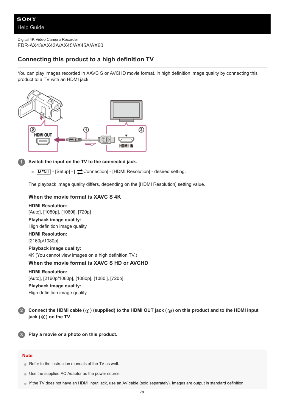 Connecting this product to a high definition tv | Sony BRAVIA BZ40J 100" Class 4K UHD HDR Commercial Monitor User Manual | Page 79 / 353