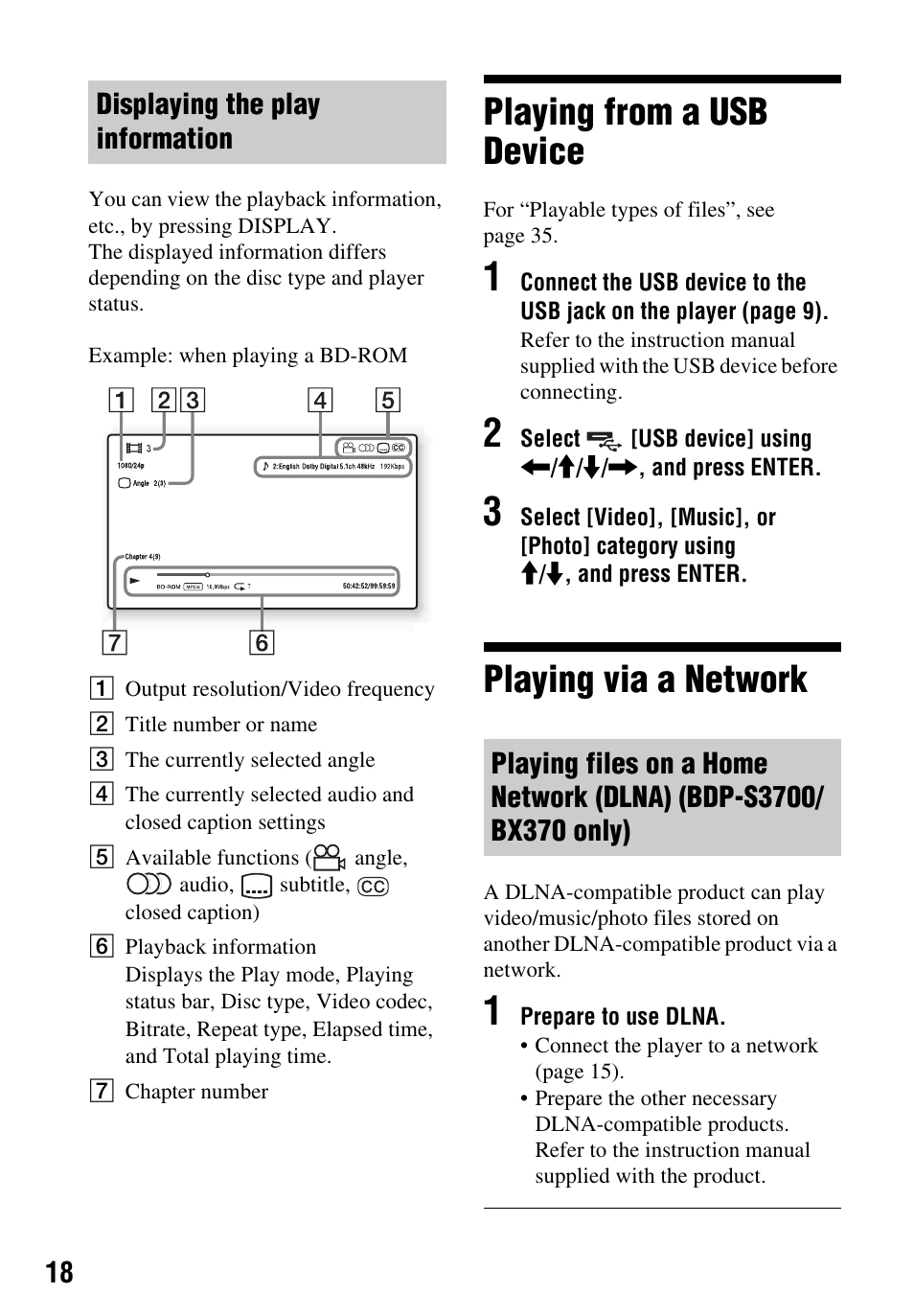 Playing from a usb device, Playing via a network | Sony LCS-U21 Soft Carrying Case (Black) User Manual | Page 18 / 40