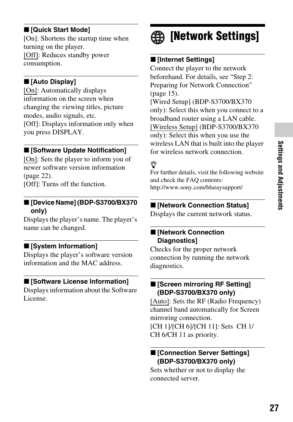 Network settings | Sony LCS-U21 Soft Carrying Case (Black) User Manual | Page 27 / 40