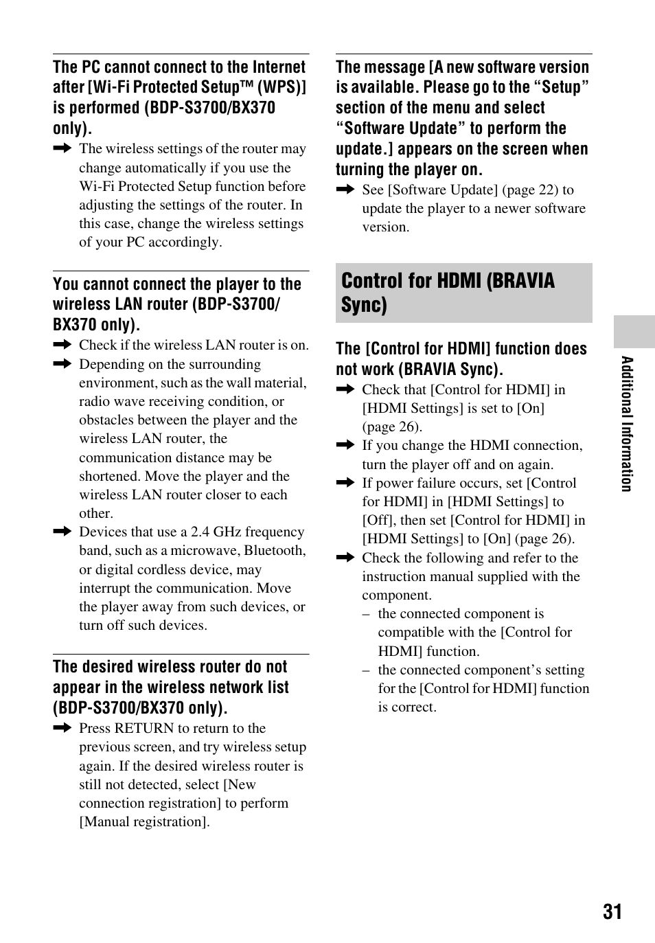 Control for hdmi (bravia sync) | Sony LCS-U21 Soft Carrying Case (Black) User Manual | Page 31 / 40