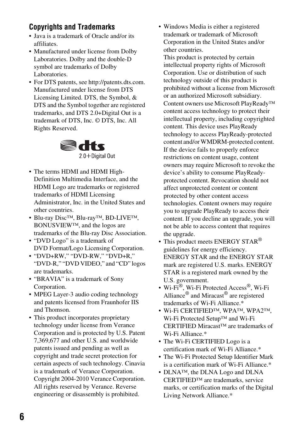 Copyrights and trademarks | Sony LCS-U21 Soft Carrying Case (Black) User Manual | Page 6 / 40