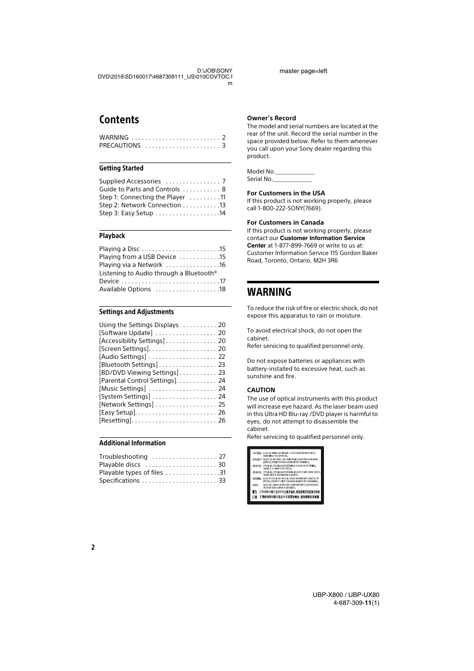 Sony Cyber-shot DSC-RX1R II Digital Camera User Manual | Page 2 / 44