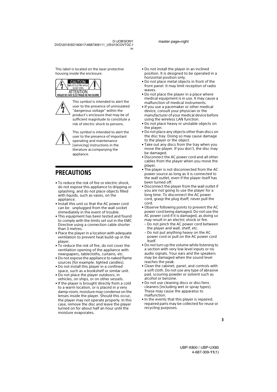 Precautions | Sony Cyber-shot DSC-RX1R II Digital Camera User Manual | Page 3 / 44