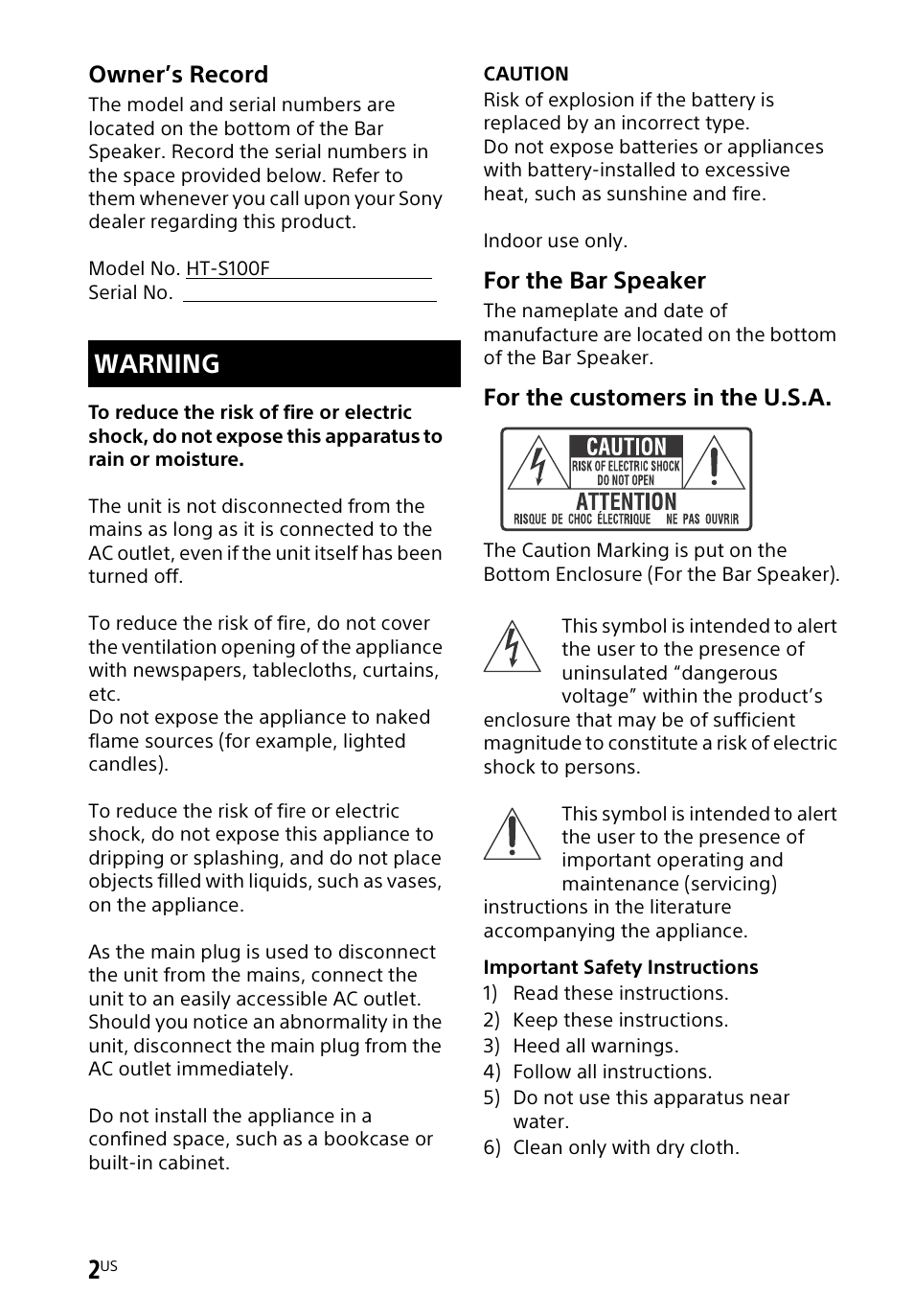 Warning | Sony a7R V Mirrorless Camera User Manual | Page 2 / 37