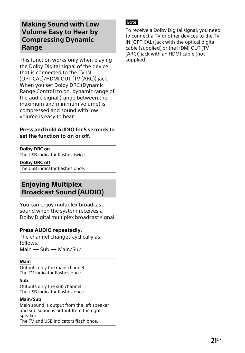 Enjoying multiplex broadcast sound (audio) | Sony a7R V Mirrorless Camera User Manual | Page 21 / 37