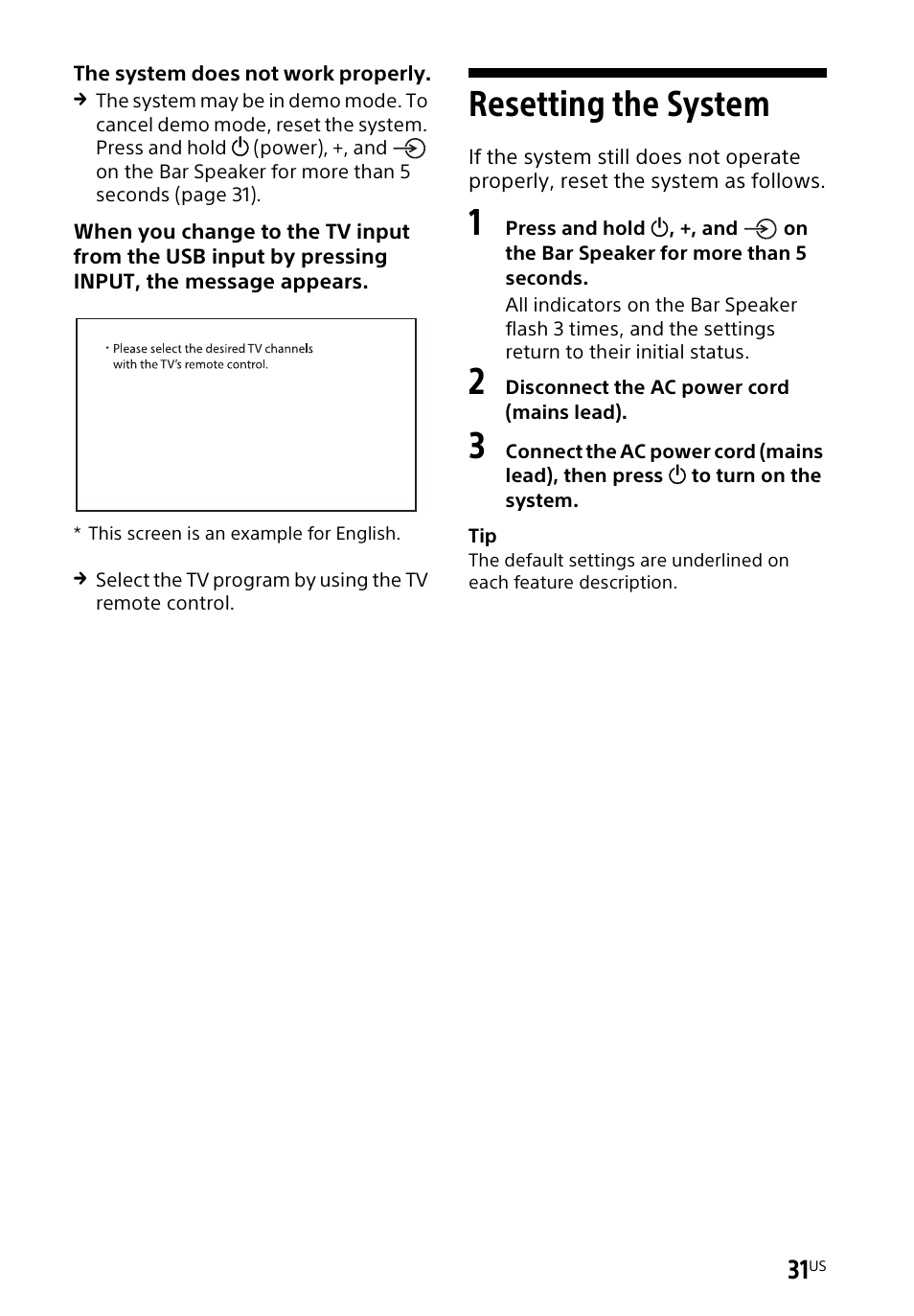 Resetting the system | Sony a7R V Mirrorless Camera User Manual | Page 31 / 37