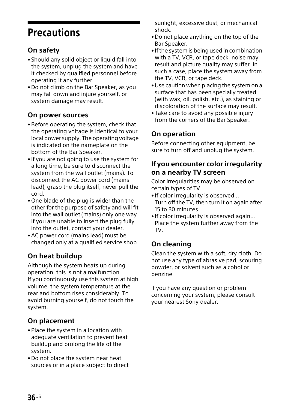 Precautions | Sony a7R V Mirrorless Camera User Manual | Page 36 / 37