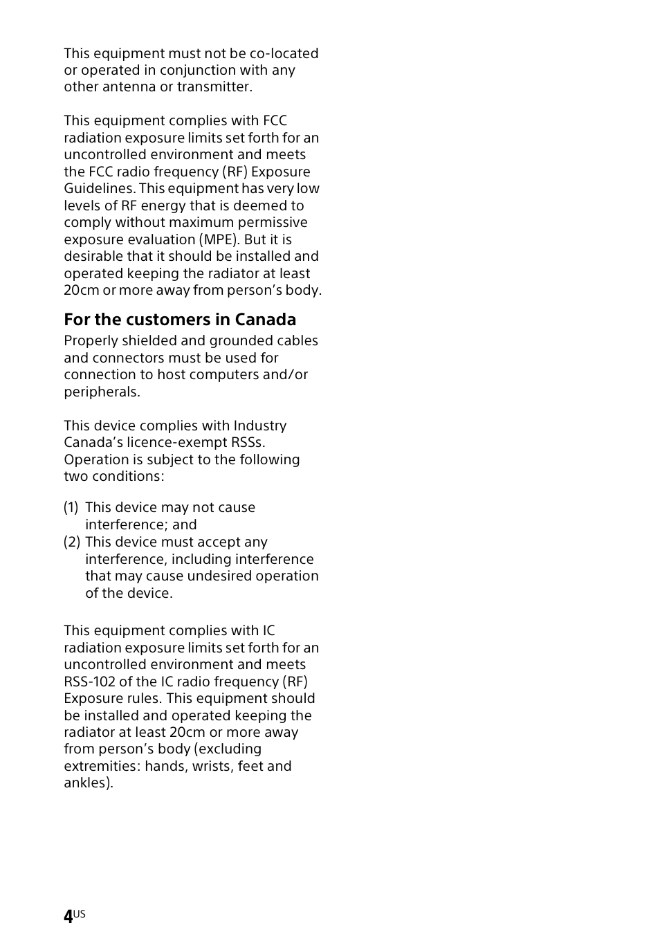 For the customers in canada | Sony a7R V Mirrorless Camera User Manual | Page 4 / 37