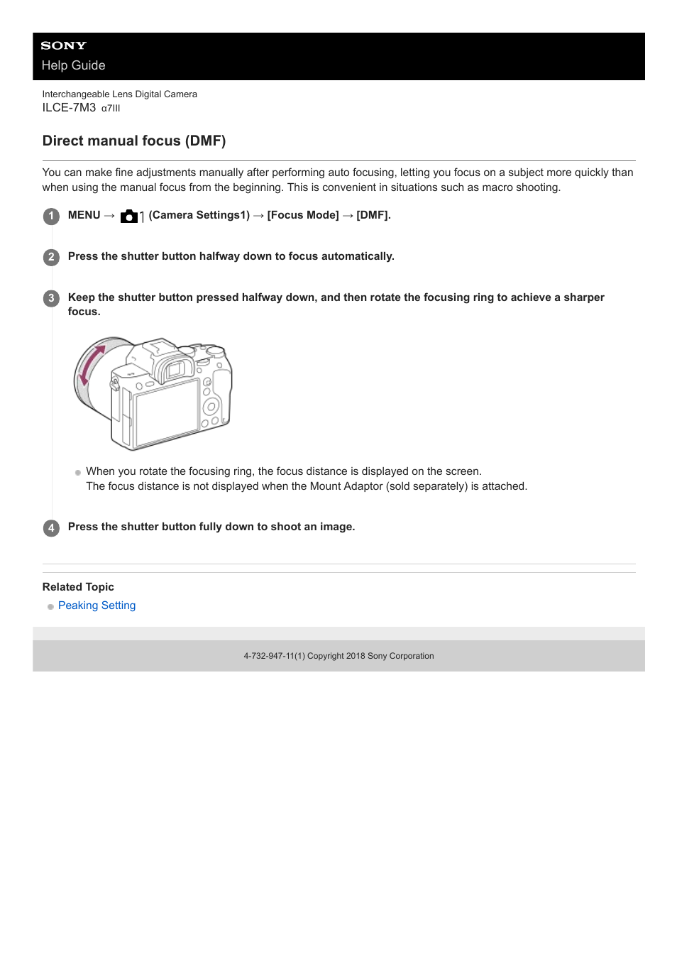 Direct manual focus (dmf) | Sony a7C Mirrorless Camera (Black) User Manual | Page 110 / 642