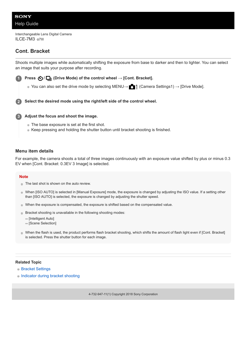 Cont. bracket | Sony a7C Mirrorless Camera (Black) User Manual | Page 123 / 642