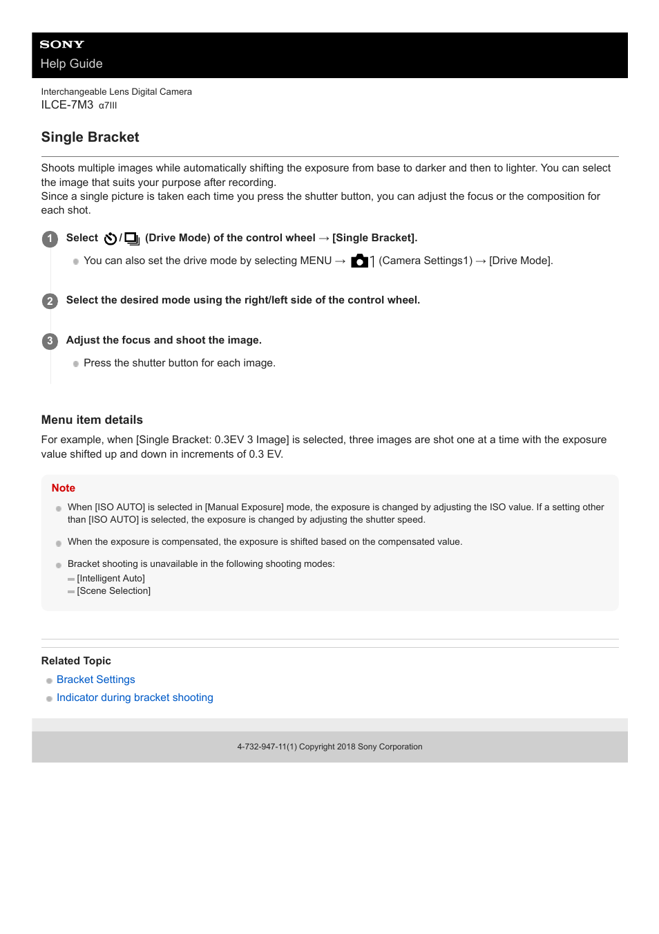 Single bracket | Sony a7C Mirrorless Camera (Black) User Manual | Page 124 / 642