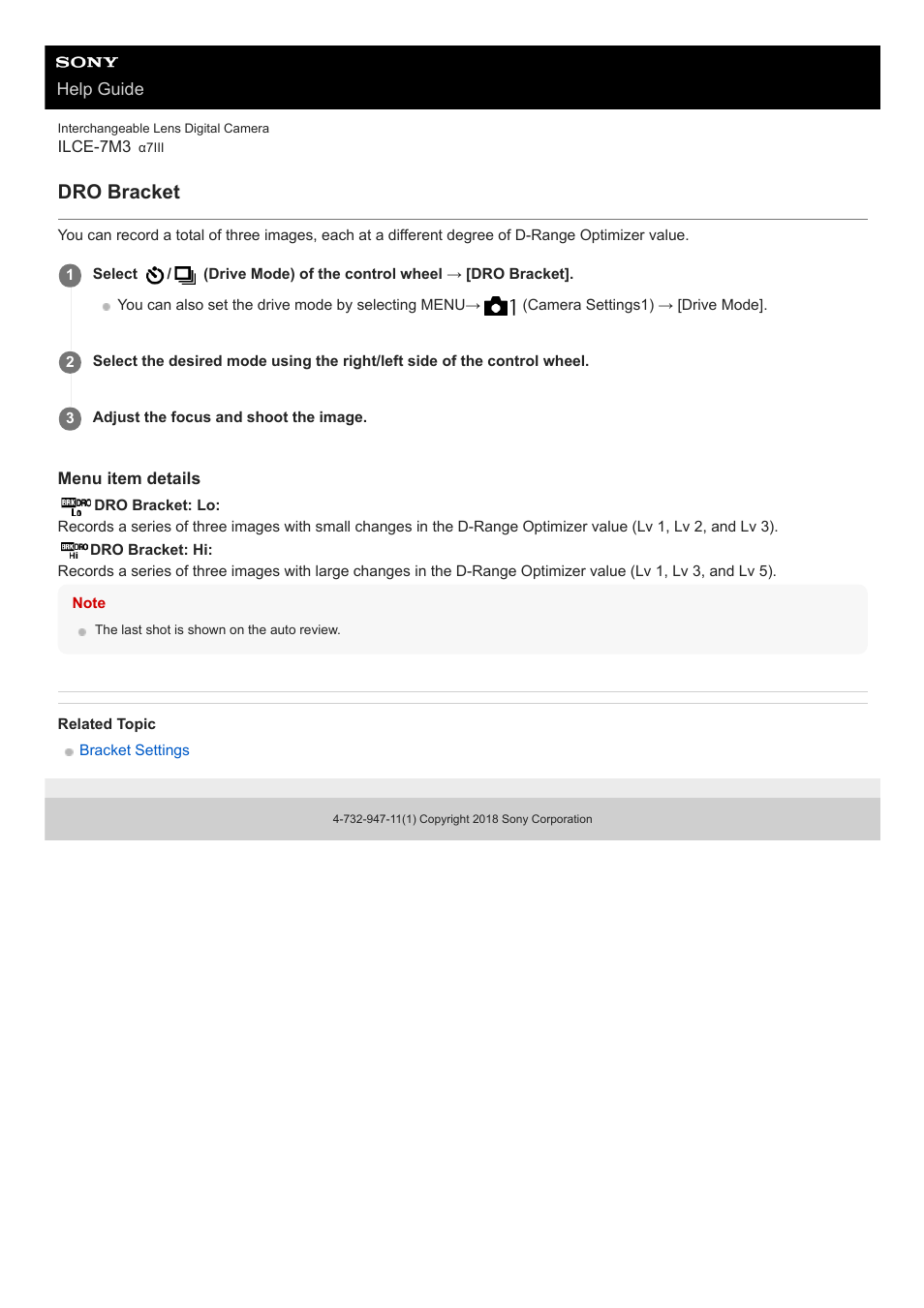 Dro bracket | Sony a7C Mirrorless Camera (Black) User Manual | Page 128 / 642