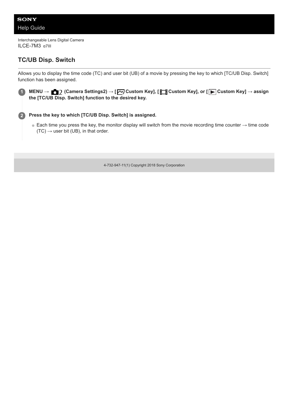 Tc/ub disp. switch | Sony a7C Mirrorless Camera (Black) User Manual | Page 241 / 642