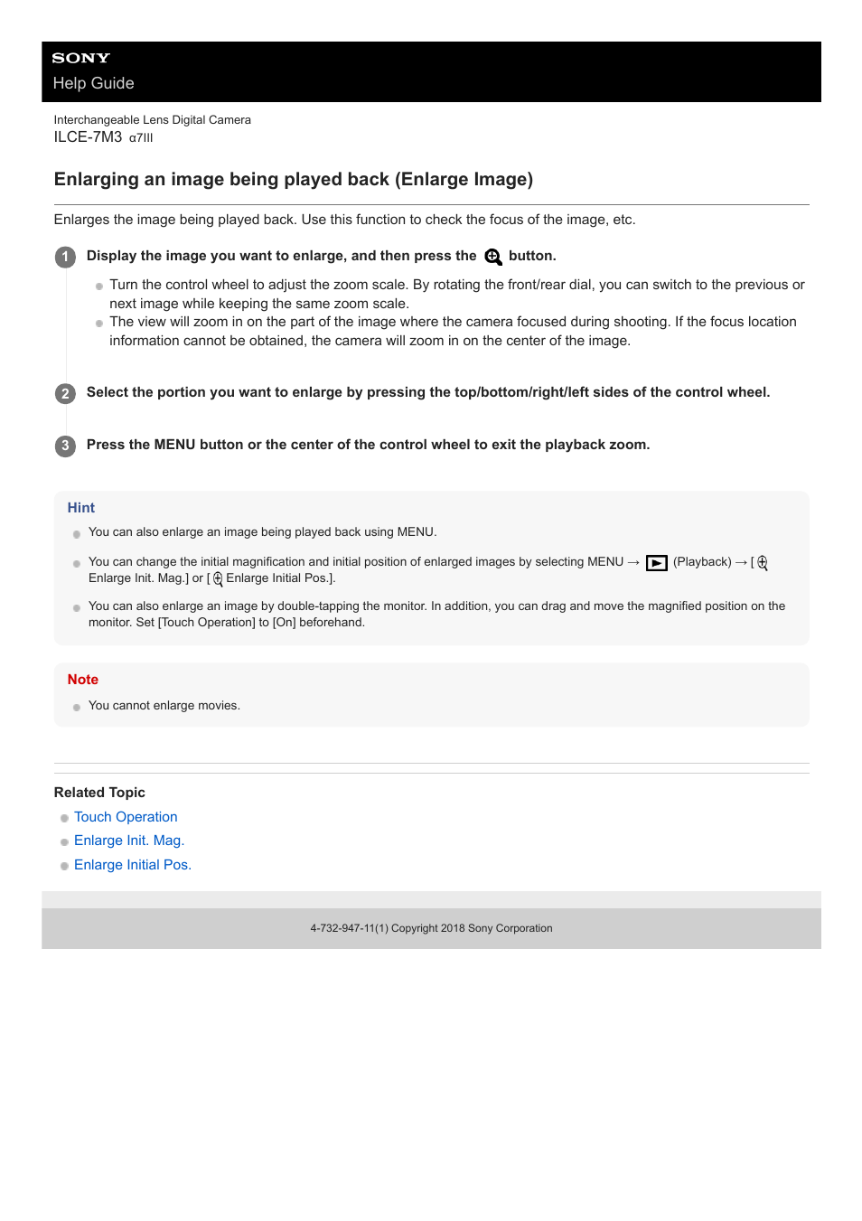 Help guide | Sony a7C Mirrorless Camera (Black) User Manual | Page 248 / 642