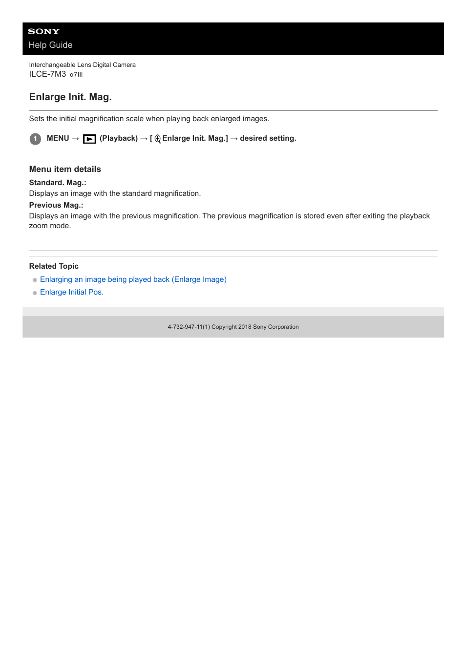 Enlarge init. mag | Sony a7C Mirrorless Camera (Black) User Manual | Page 251 / 642