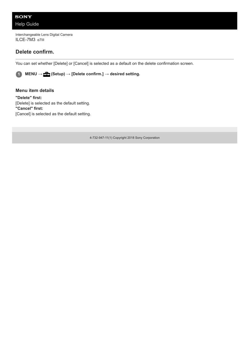 Delete confirm | Sony a7C Mirrorless Camera (Black) User Manual | Page 269 / 642