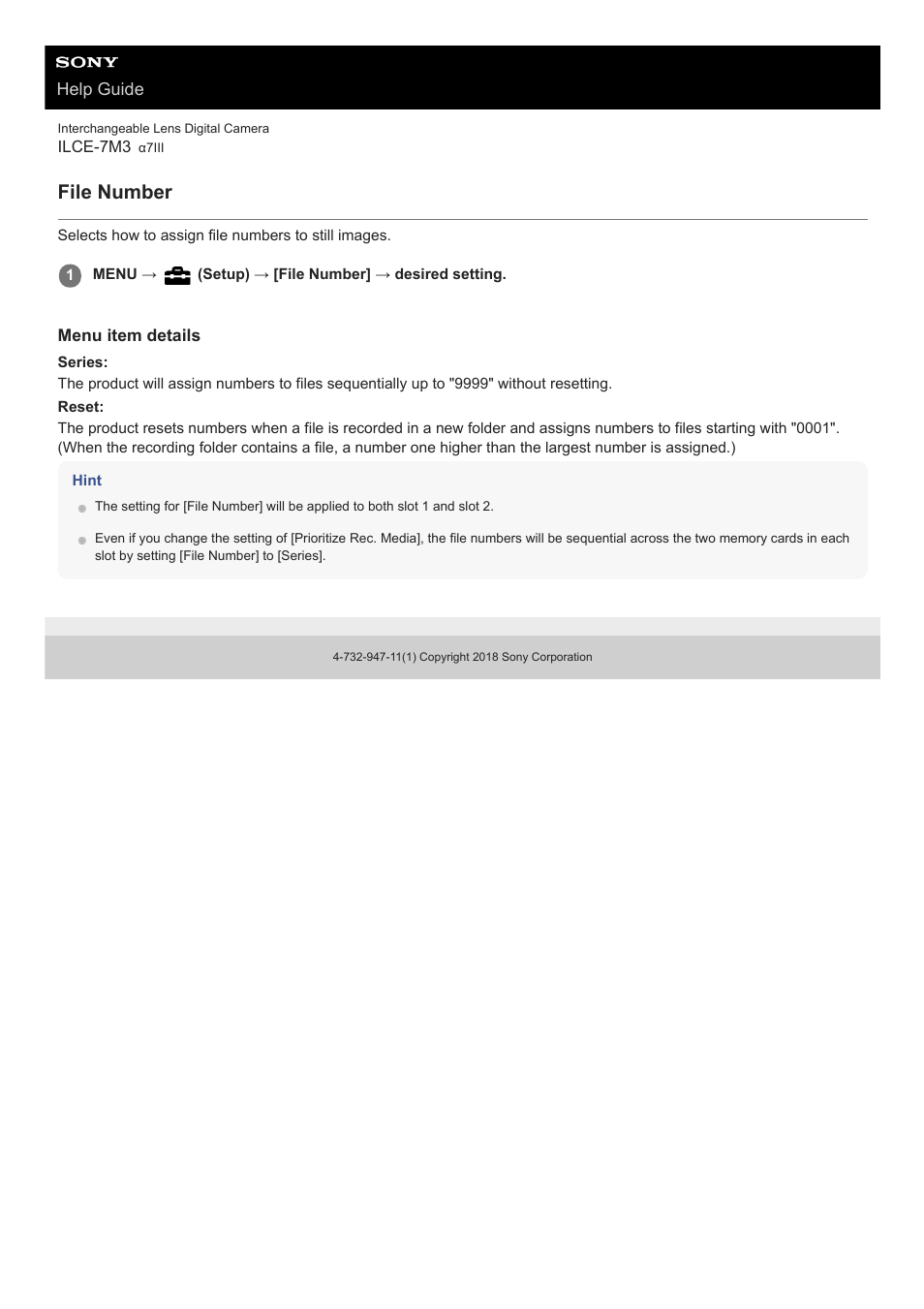 File number | Sony a7C Mirrorless Camera (Black) User Manual | Page 299 / 642