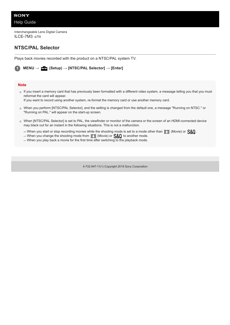 Ntsc/pal selector, Help guide | Sony a7C Mirrorless Camera (Black) User Manual | Page 315 / 642