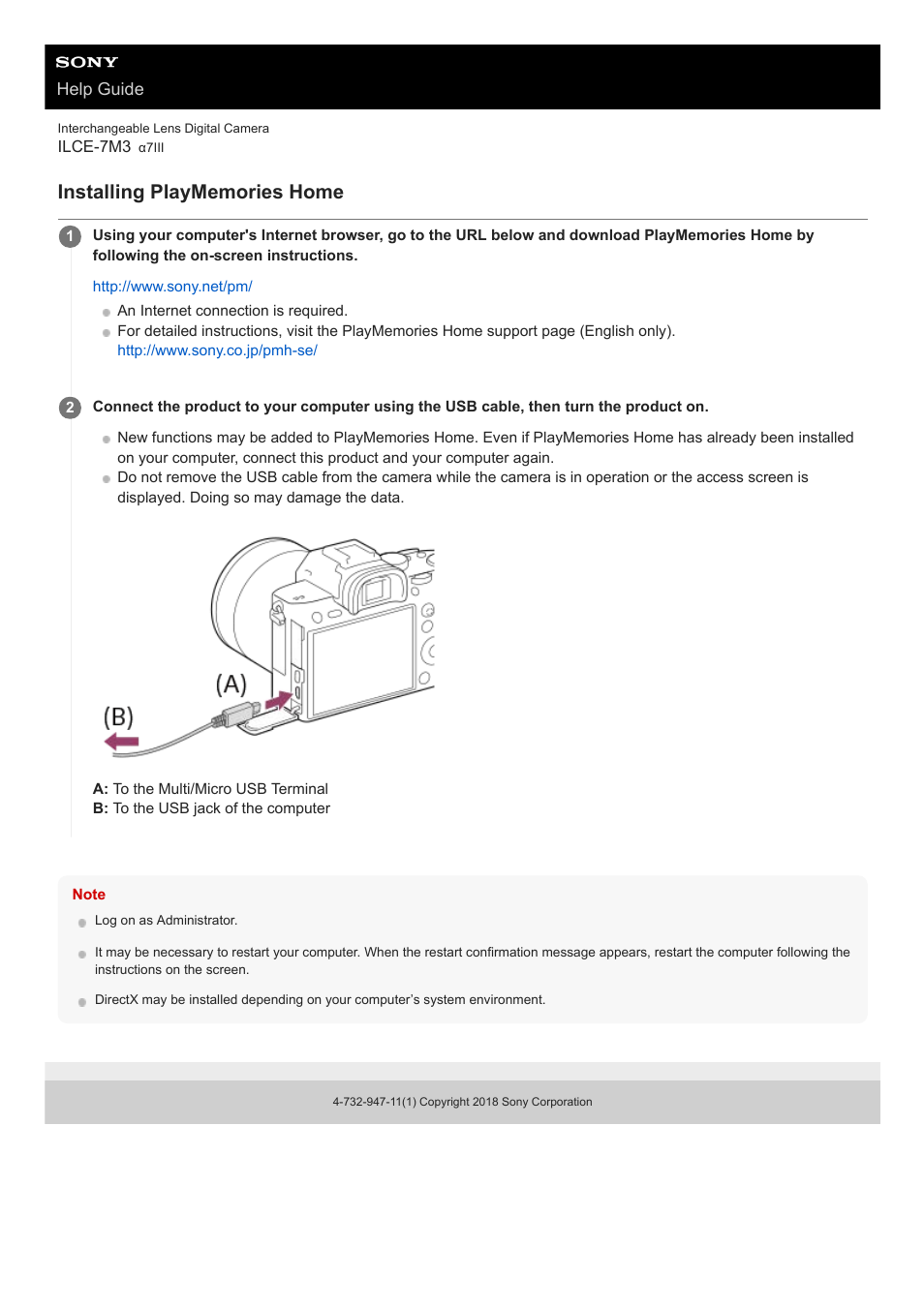 Installing playmemories home | Sony a7C Mirrorless Camera (Black) User Manual | Page 370 / 642