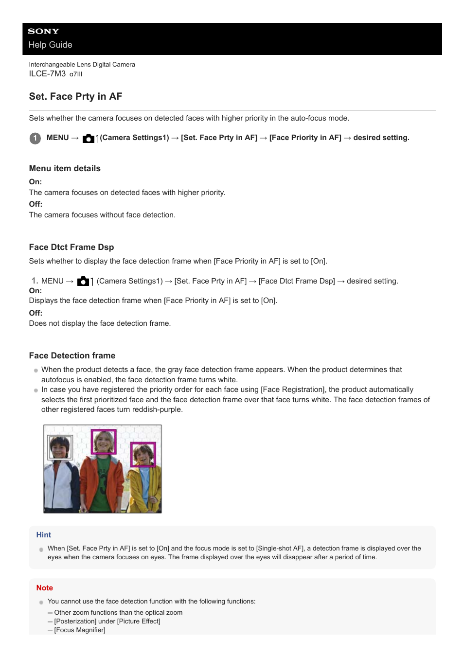 Set. face prty in af | Sony a7C Mirrorless Camera (Black) User Manual | Page 414 / 642