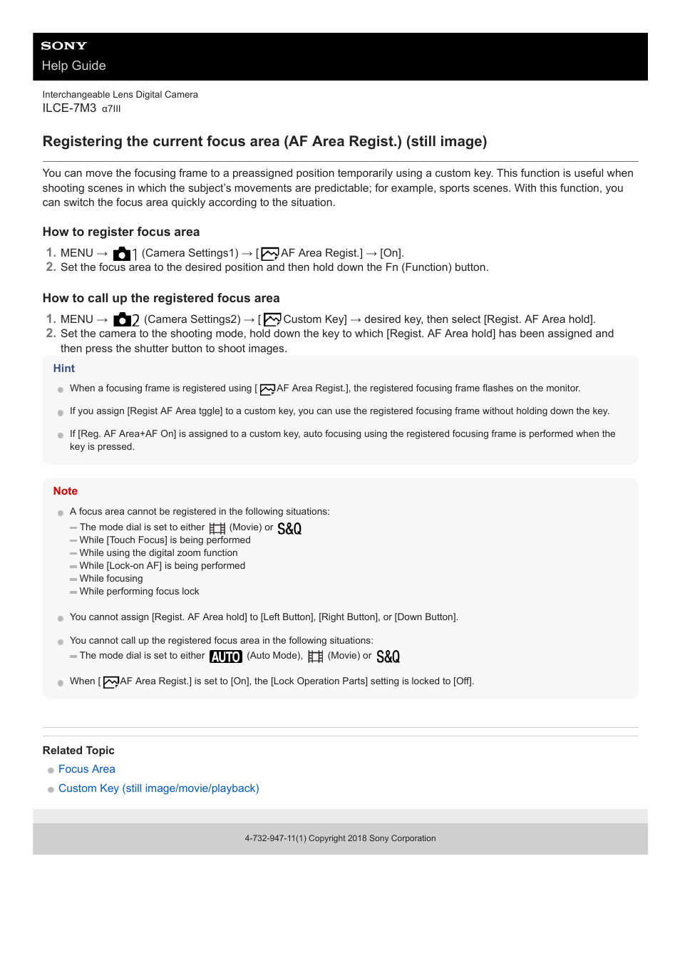 Help guide | Sony a7C Mirrorless Camera (Black) User Manual | Page 421 / 642