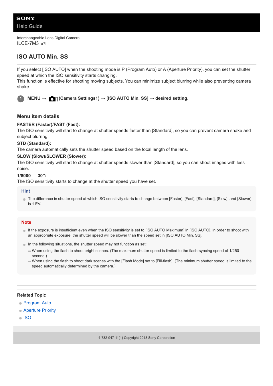 Iso auto min. ss | Sony a7C Mirrorless Camera (Black) User Manual | Page 430 / 642